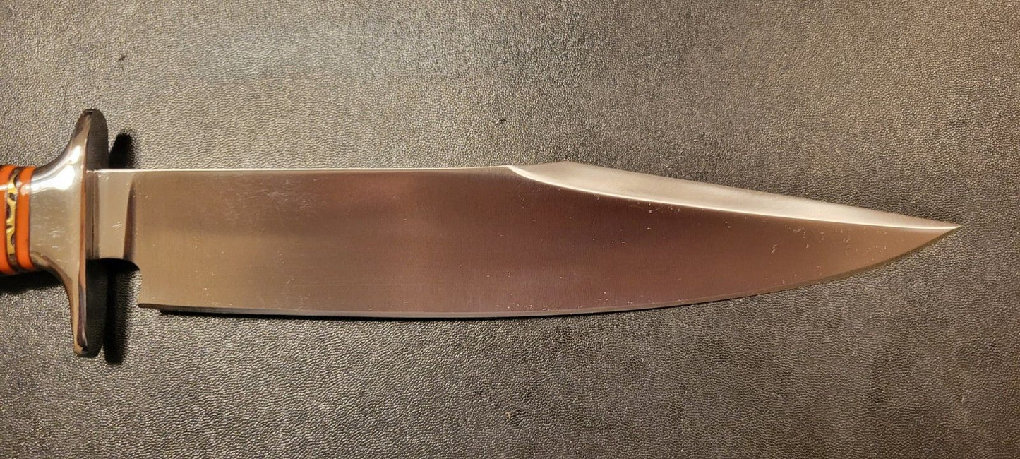 12 Inch Custom D2 Tool Steel Bowie Knife with Impala Bull Horn Handle & Leather Sheath