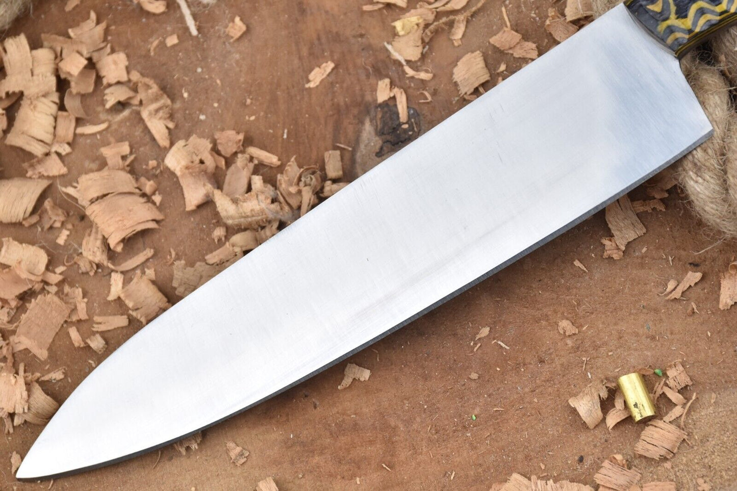 Custom Handmade Carbon Steel Chef Knife – 13.5" Forged Kitchen Knife with Leather Sheath
