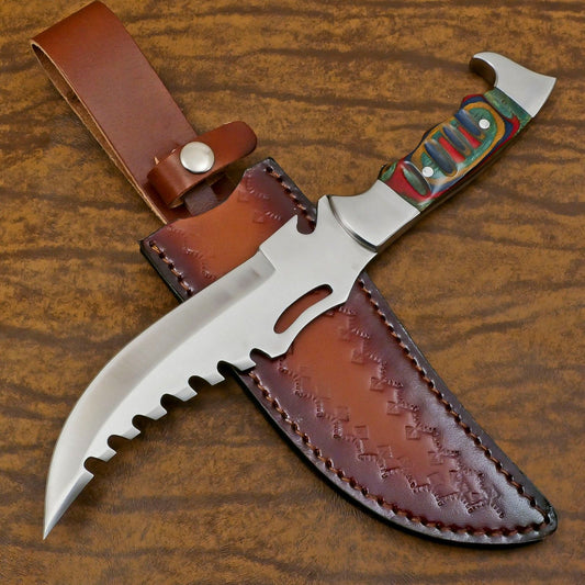 Handmade 12 Inch D2 Steel Hunting Bowie Knife – Full Tang Outdoor Survival Blade