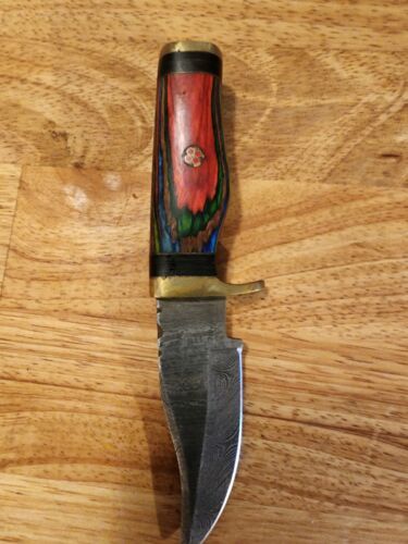 Heritage Forge Twist Damascus Steel Skinner Knife with Hardwood Handle – Custom Handmade Hunting Knife