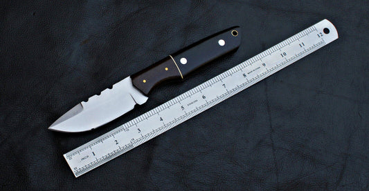 8" Handmade Full Tang D2 Steel Skinner Hunting Knife with Hardwood Handle & Sheath