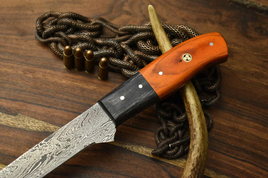 Premium Hand Made Damascus Steel Chef Knife – Full Tang Kitchen Knife with Hard Wood Handle