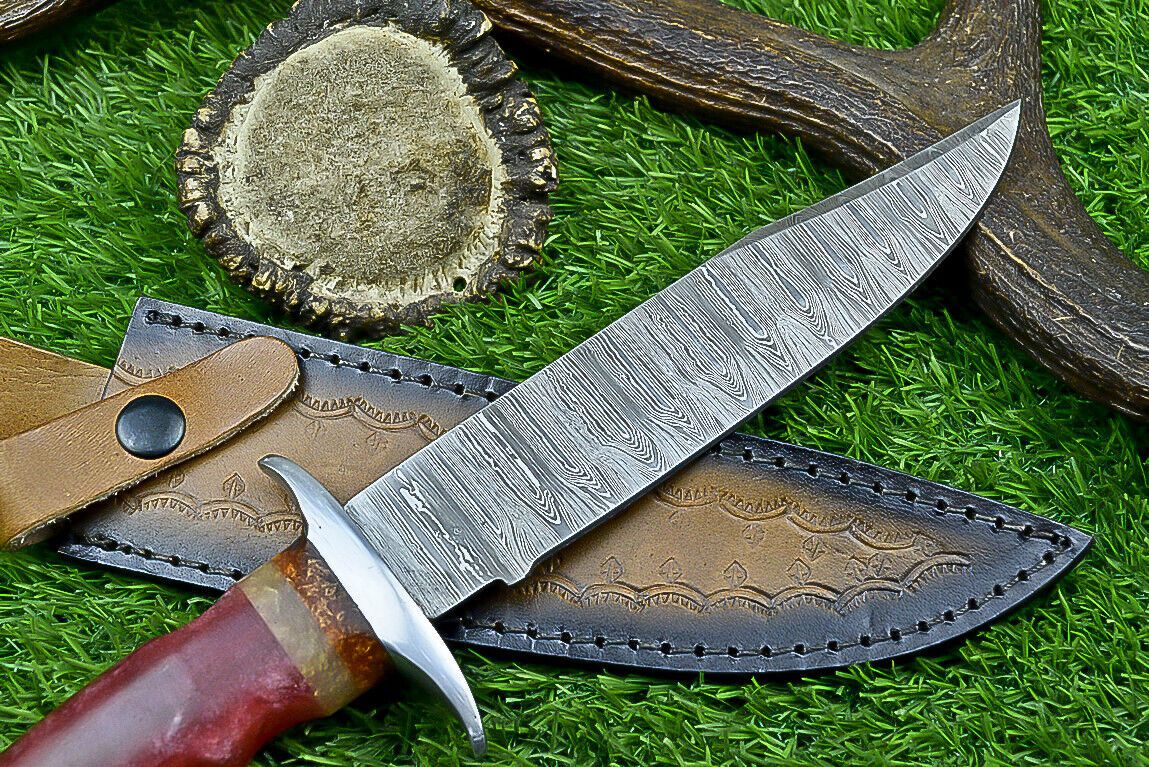 Heritage Forge 12 Inch Resin Handle Damascus Bowie Knife for Camping and Hunting