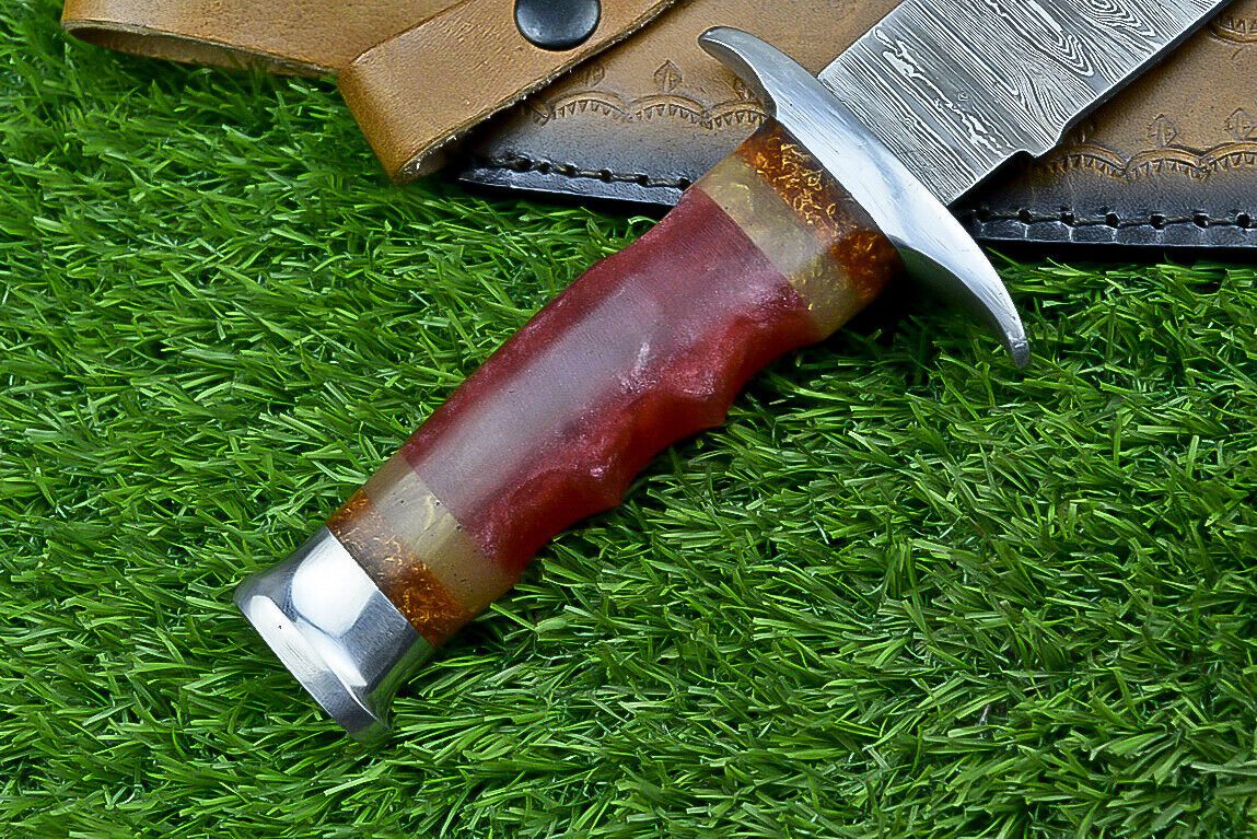 Heritage Forge 12 Inch Resin Handle Damascus Bowie Knife for Camping and Hunting