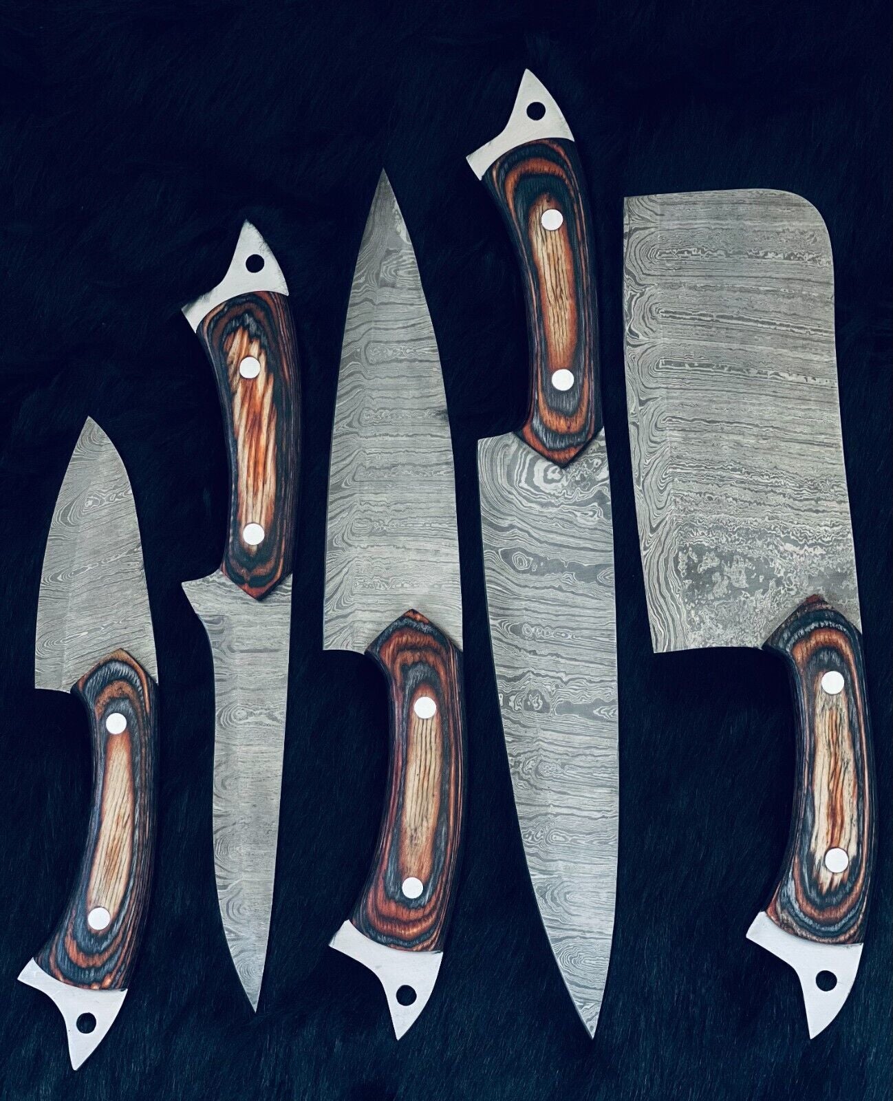9"-13" Handmade Damascus Steel Knife Set – Chef, Hunting & Camping Knives