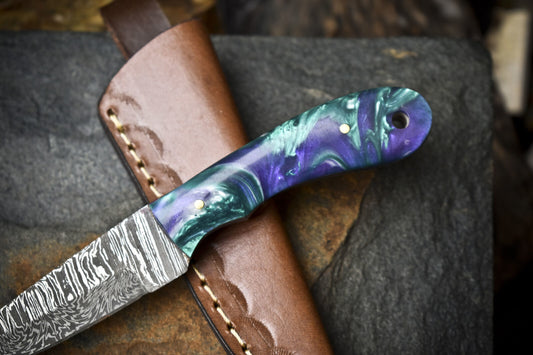 Compact Twist Damascus Skinner Knife Micarta Handle Handmade EDC Closeout