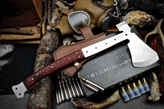 Viking Destroyer Custom Handmade 18-Inch D2 Steel Battle Axe with Honeycomb Micarta Grip