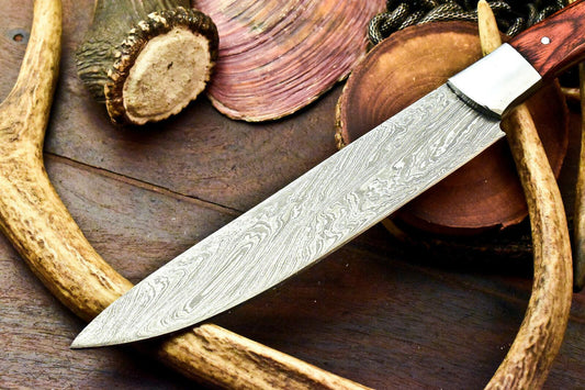 Custom Handmade Damascus Chef Knife | 12" Full Tang Hard Wood Handle