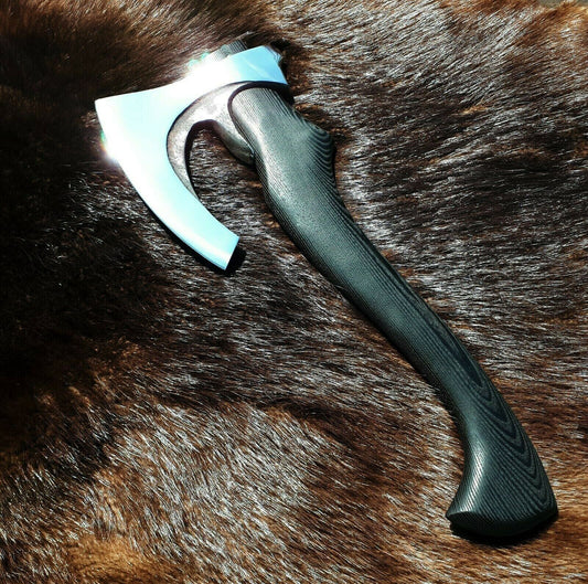 Custom Handmade High-Polish Carbon Steel Viking Hatchet Tomahawk Beared Axe