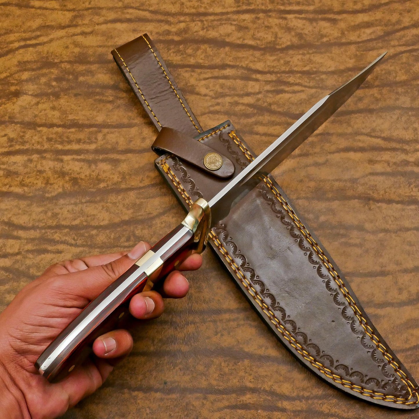 Heavy-Duty 12-Inch D2 Steel Full Tang Huge Bowie Hunting & Sport Knife
