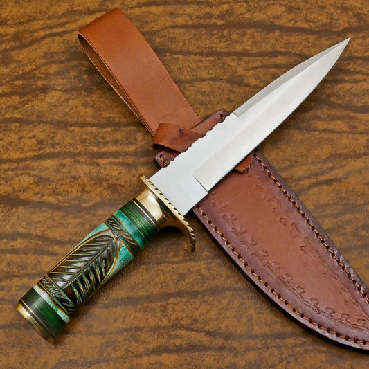 Custom Handmade 12 Inch D2 Steel Blade Hunting Bowie Outdoor Knife