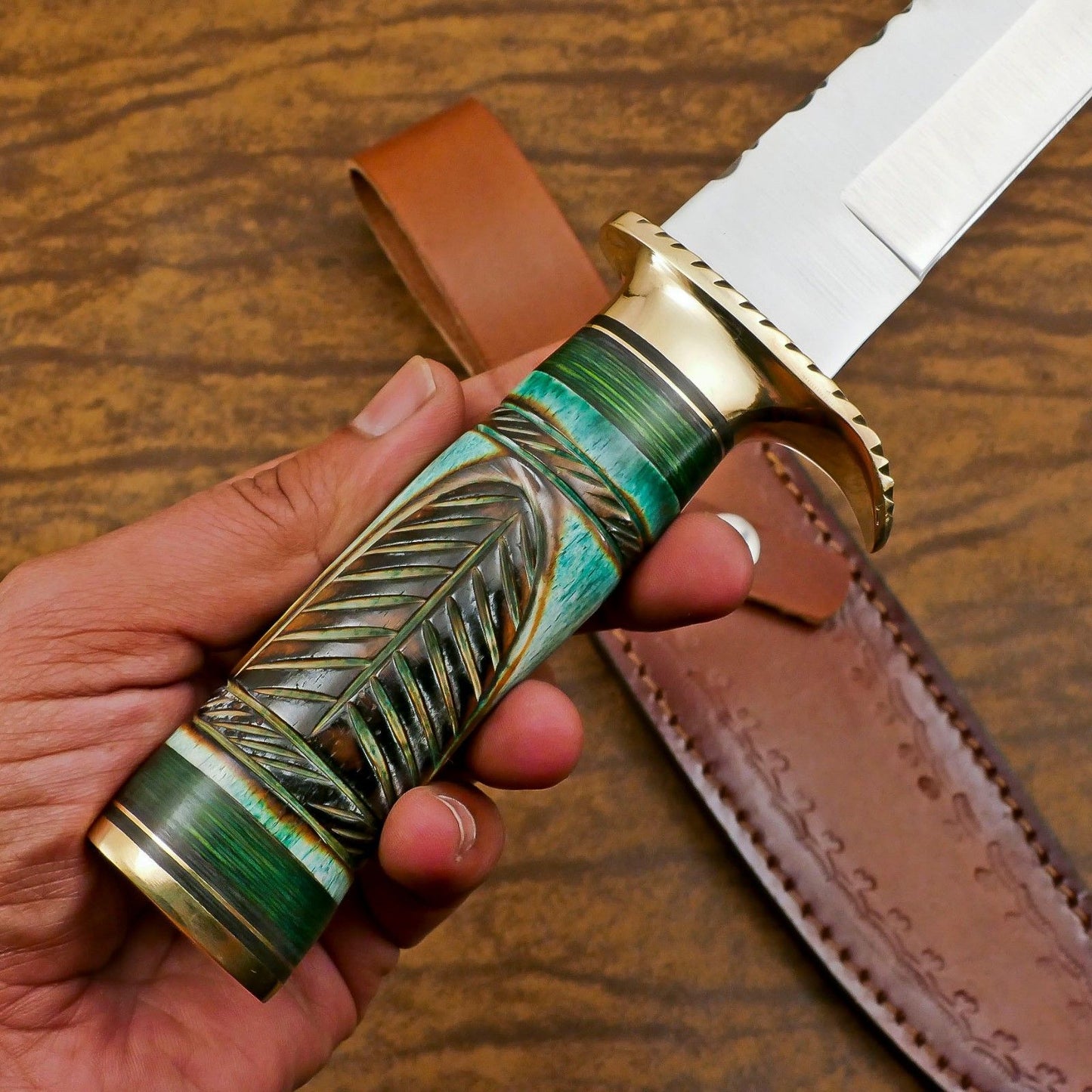 Custom Handmade 12 Inch D2 Steel Blade Hunting Bowie Outdoor Knife