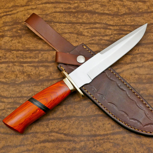 Handmade D2 Steel Bowie EDC Hunting Knife with Pakka Wood Handle – 12 Inch Full Tang