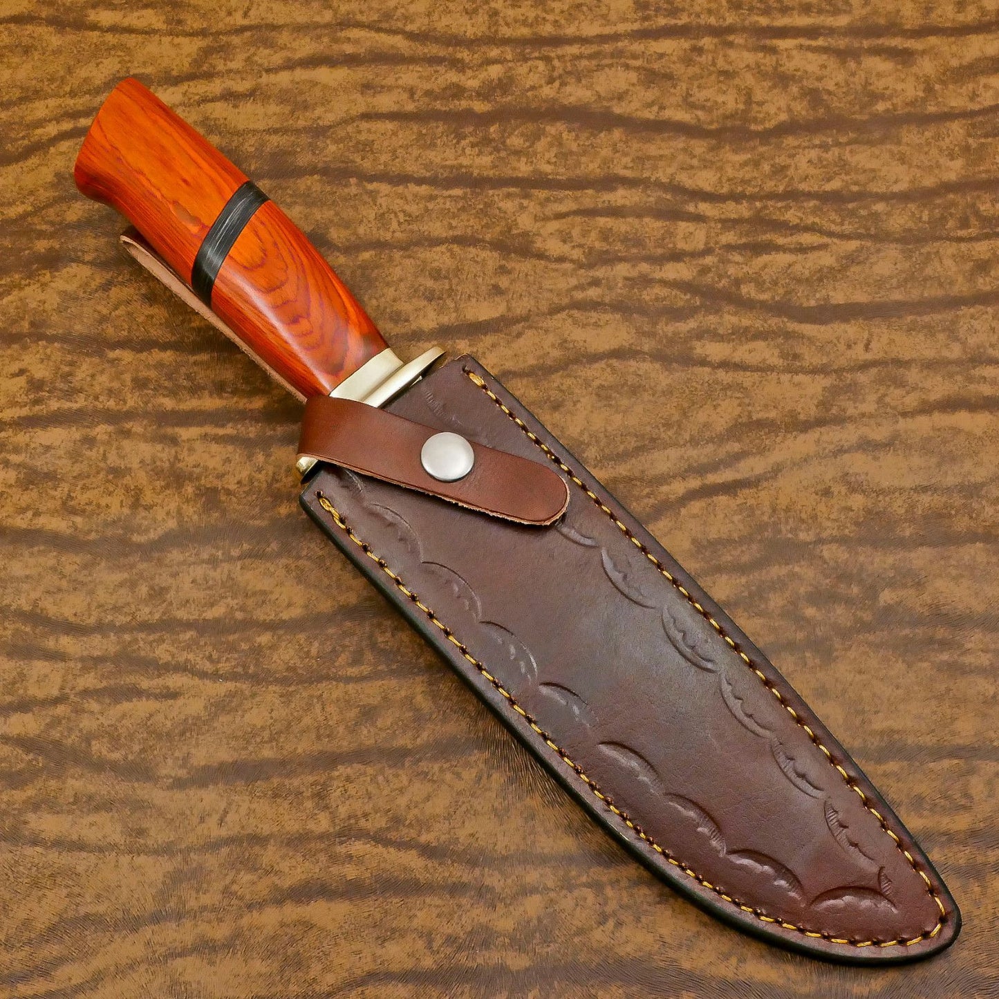Handmade D2 Steel Bowie EDC Hunting Knife with Pakka Wood Handle – 12 Inch Full Tang