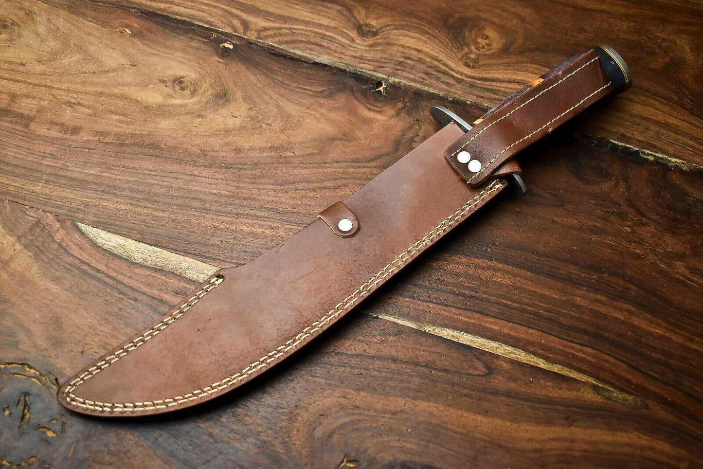 17 Inch Damascus Steel Bowie Knife with Camel Bone Handle