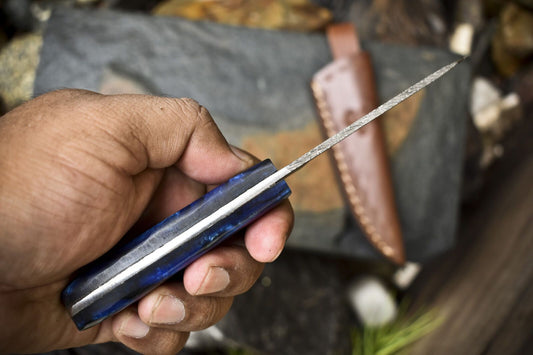 Tactical Damascus Skinner Knife Twist Pattern with Micarta Handle – Custom Handmade Hunting Knife Veterans Gift