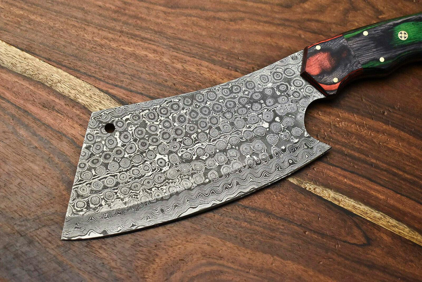 Custom Hand Made Damascus Steel Chef Chopper Knife | Full Tang Handmade Blade