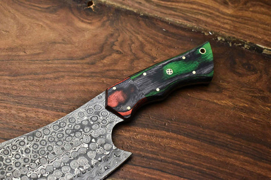 Custom Hand Made Damascus Steel Chef Chopper Knife | Full Tang Handmade Blade