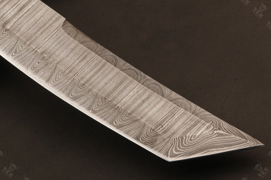 15.5 Inch Handmade Fire Damascus Steel Bowie Knife with Camel Bone Handle by Heritage Forge