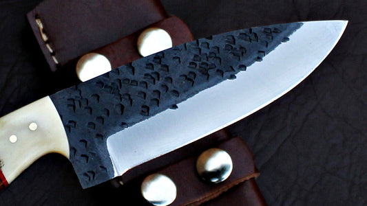 Custom Handmade D2 Tool Steel Hunting Skinner Knife with Leather Sheath – Full Tang EDC