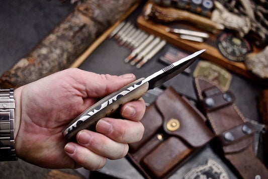 6.625" Handmade ATS-34 Skinner Knife – Honey Sheep Horn Handle for Hunting & Camping