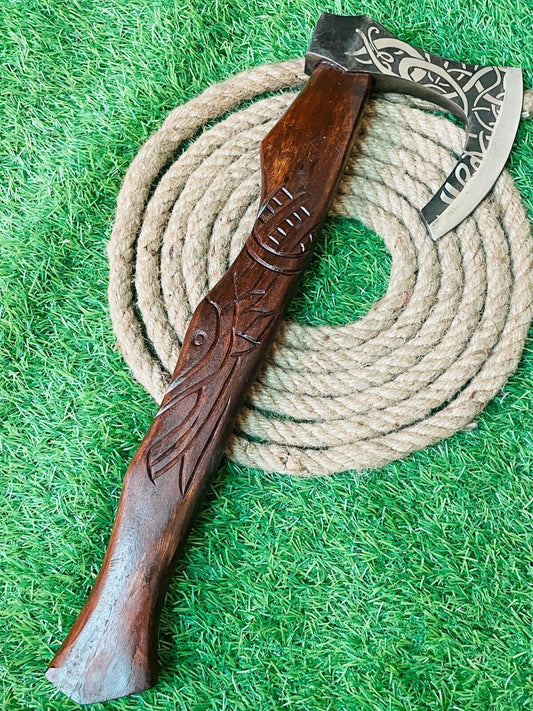 Handmade Forged   Steel Viking Bearded Camping Hatchet Tomahawk Axe