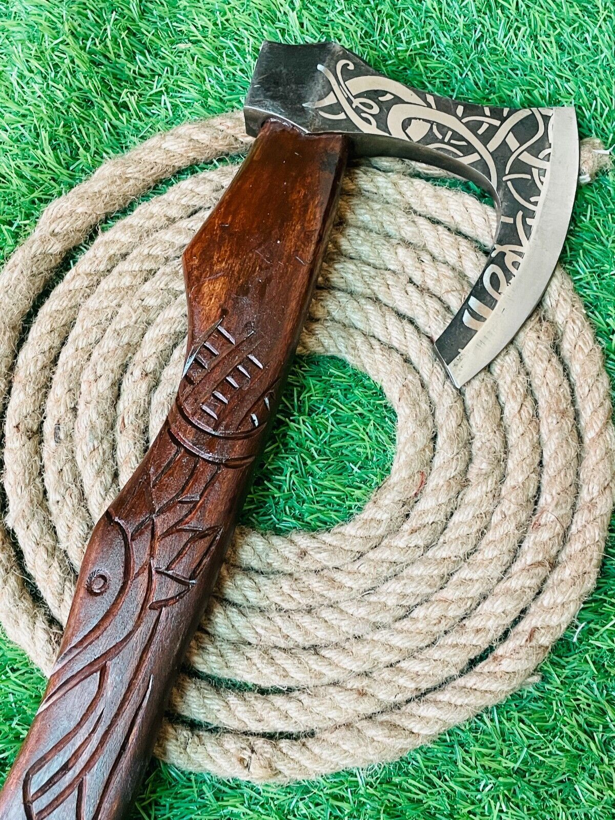 Handmade Forged Steel Viking Bearded Camping Hatchet Tomahawk Axe