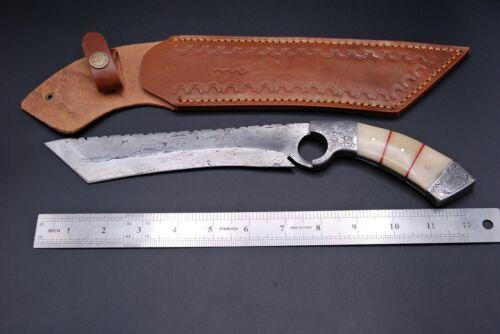 12" Handmade Damascus Kukri Hunting Knife | Hand Forged + Sheath