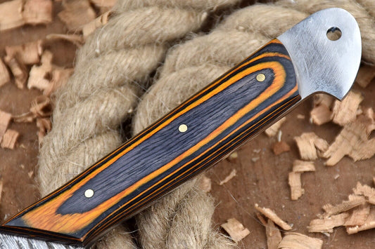 Handmade Forged Damascus Steel Chef Knife with Orange & Black Handle