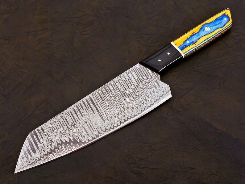 Custom Hand-Forged Damascus Steel Japanese Bunka Style Kitchen Knife with Cover – Pakka Wood Handle