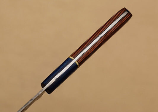 Handmade Damascus Steel Kitchen Chef Fillet Knife with Pakka Wood Handle & Leather Sheath