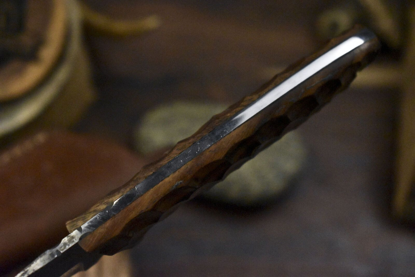Twist Damascus Skinner Knife with Walnut Wood Handle Tactical Handmade Blade