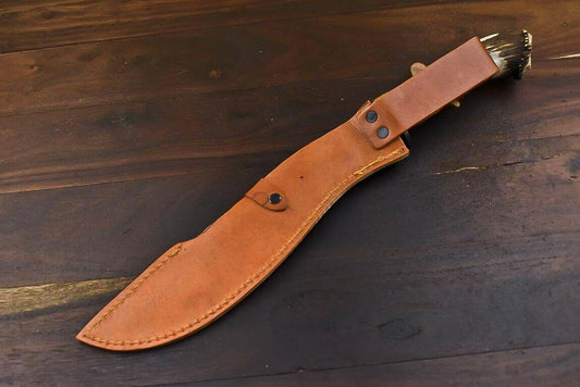 16" Crown Antler Damascus Steel Bowie Knife | Handmade by Heritage Forge