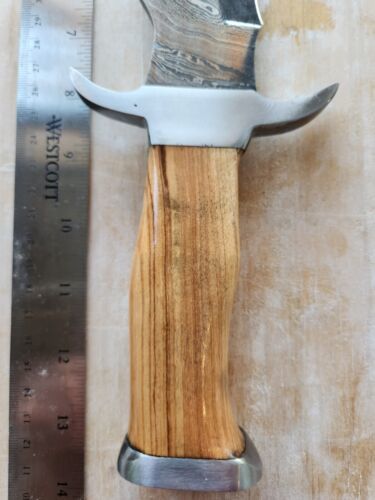 Heritage Forge 13 Inch Hand Forged Damascus Steel Knife with Wooden Handle and Sheath