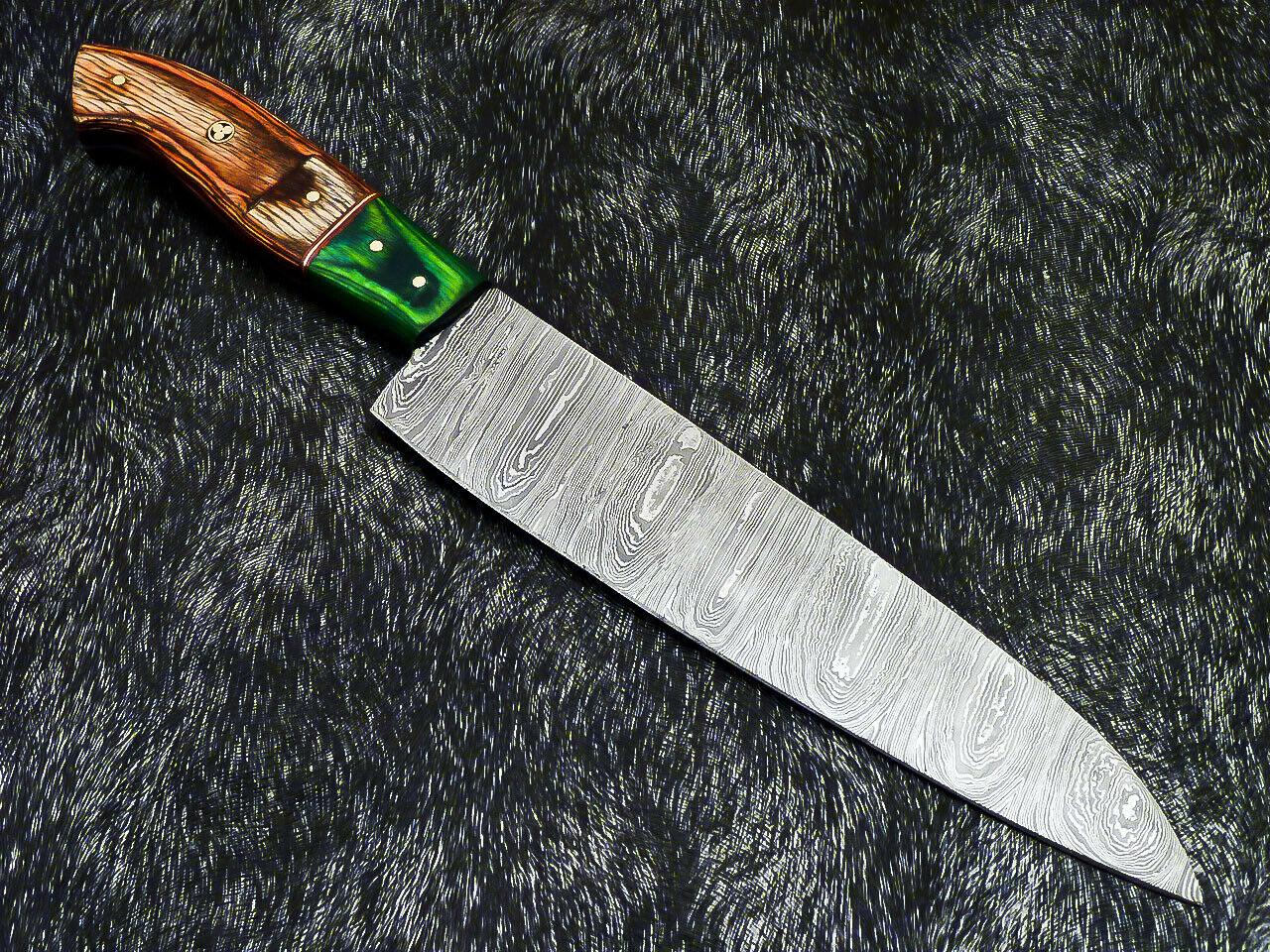13" Hand Forged Damascus Steel Chef Knife | Professional Kitchen Knife Hard Wood