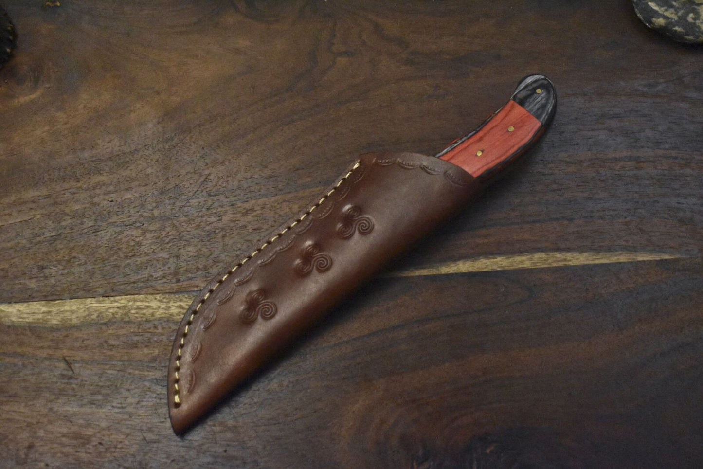 10" Custom Skinner Knife – AUS-8 Steel Blade, Hardwood Handle with Wooden Bolster, Outdoor & Hunting Knife