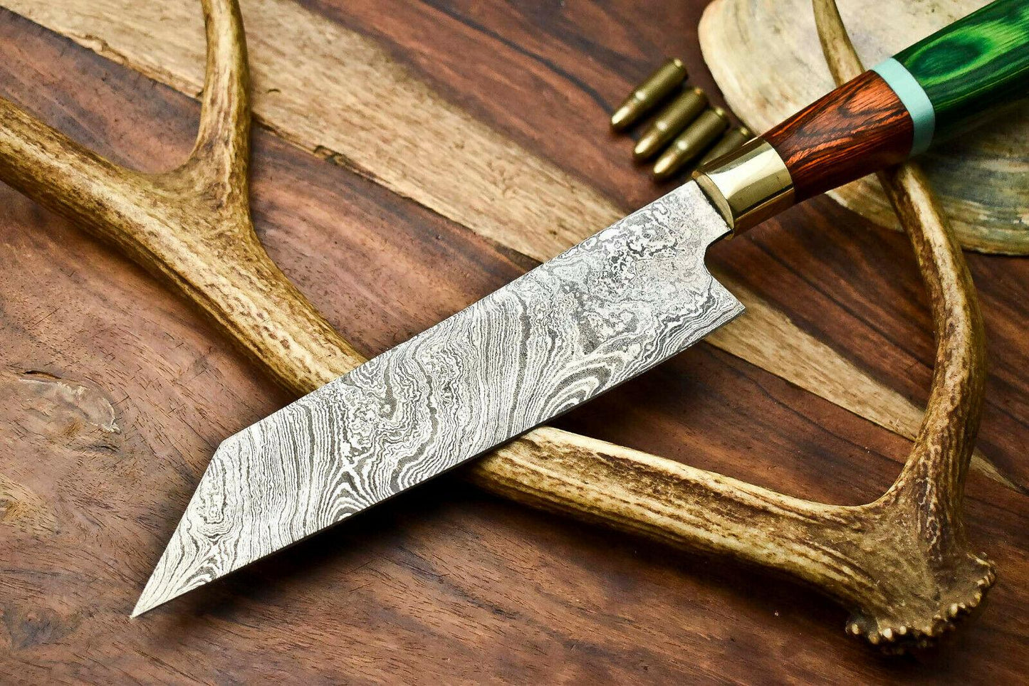 Hand Made Damascus Steel Chef Knife – 13" Blade with Hard Wood Handle
