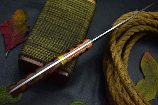 Custom 12.7" OAL Damascus Steel Chef Knife – Handmade with 5.7" Ladder Pattern Blade and Walnut Handle