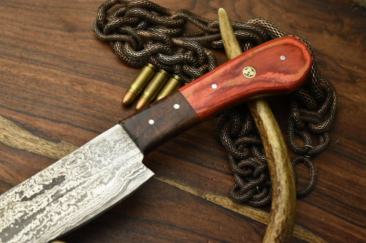 Handmade Damascus Steel Chef Knife | 12" Full Tang Kitchen Knife with Hardwood