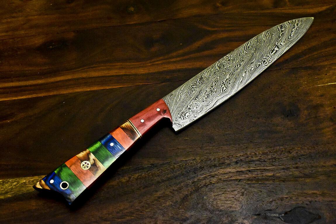 Handmade Damascus Steel Chef Hunting Knife 13" | Hardwood Handle | Full Tang Forged Blade
