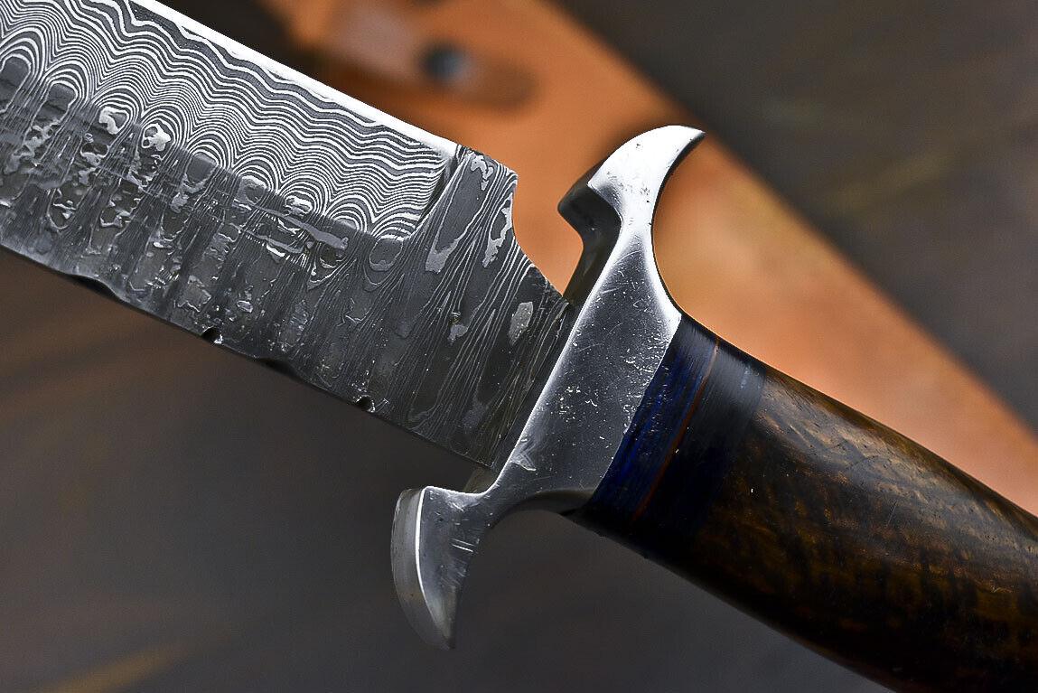17.6" Damascus Steel Bowie Knife with Stag Deer Antler Handle – Full Tang Handmade Blade