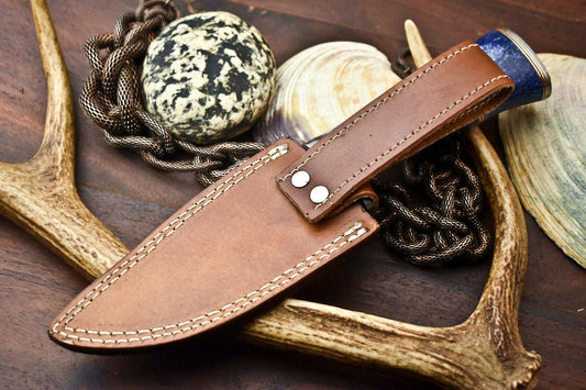 10" Handmade Damascus Steel Bowie Knife | Camel Bone Handle