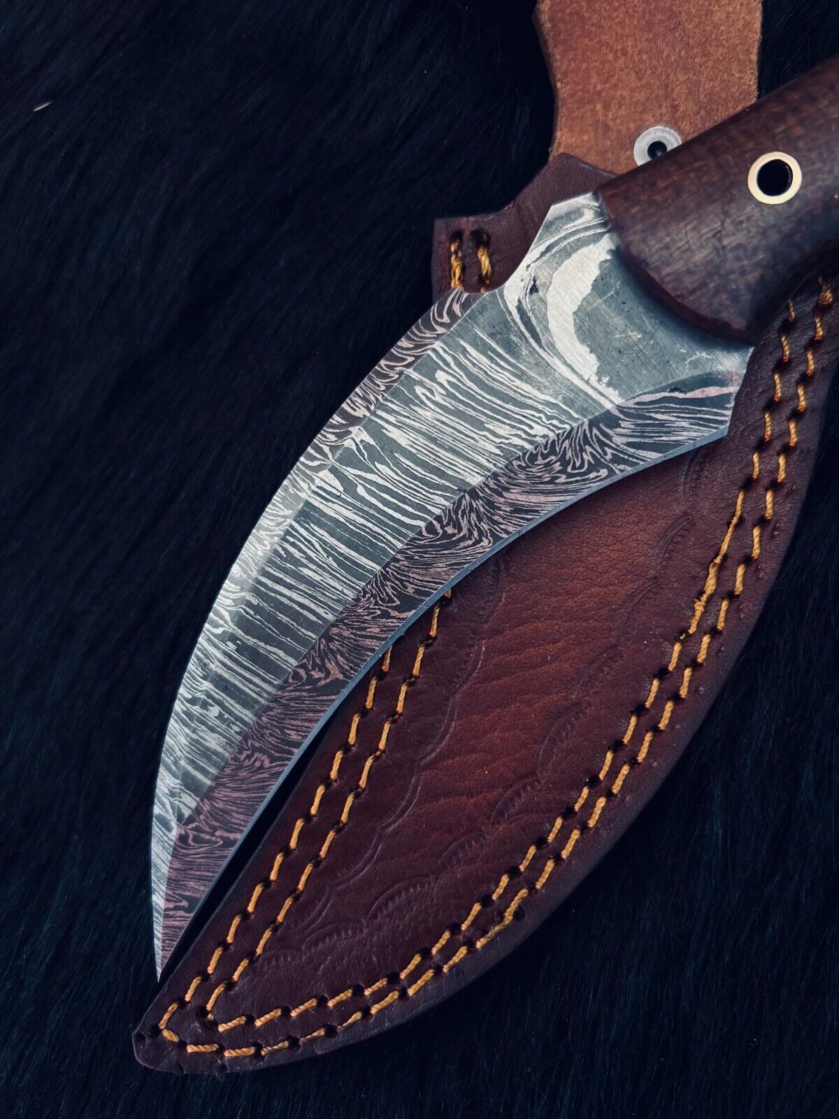 Heritage Forge 10 Inch Twist Damascus Karambit Knife with Micarta Handle
