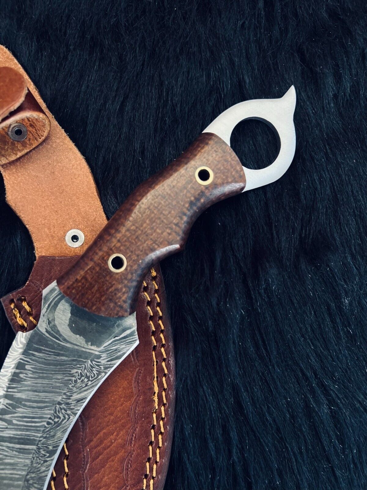 Heritage Forge 10 Inch Twist Damascus Karambit Knife with Micarta Handle