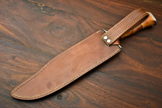 15" Damascus Steel Bowie Knife – Camel Bone Handle