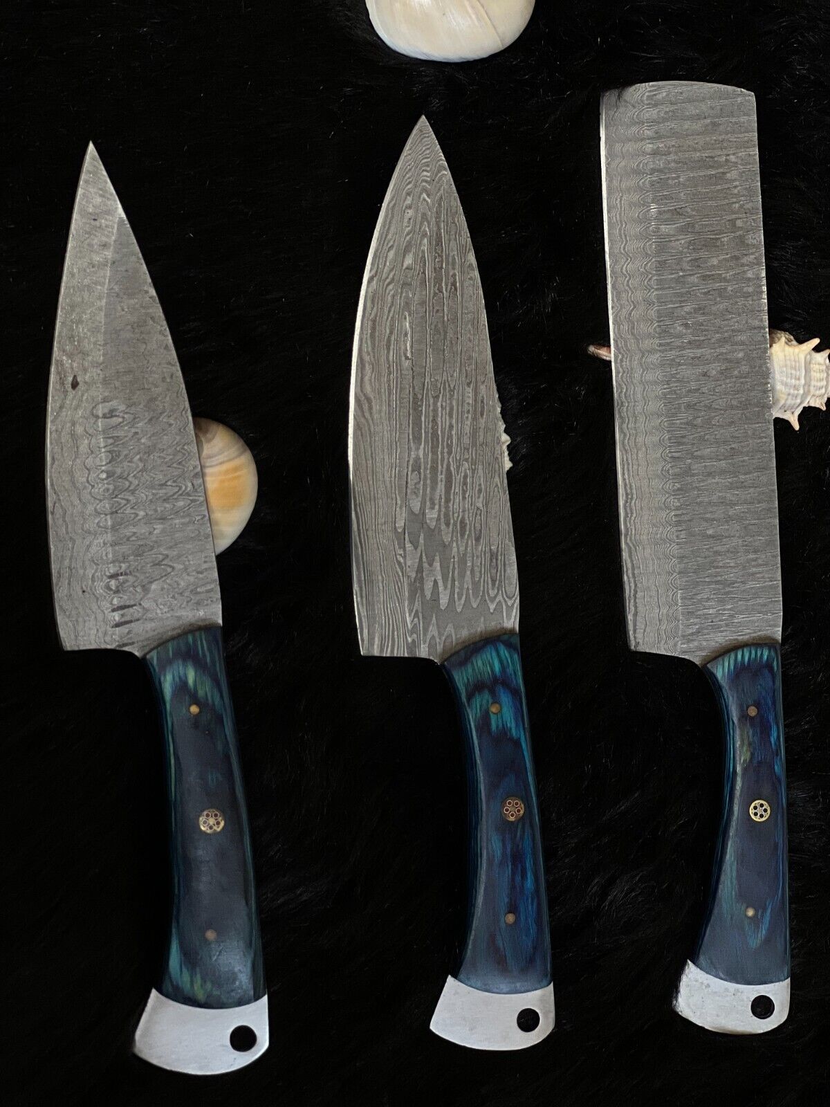 Handmade Damascus Steel Professional Chef Knife Set – Camel Bone & Wood Handle