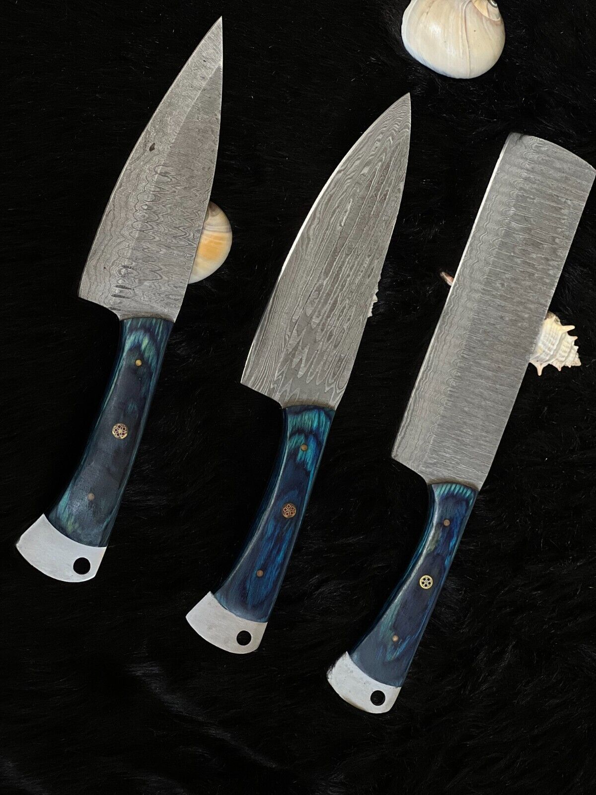 Handmade Damascus Steel Professional Chef Knife Set – Camel Bone & Wood Handle