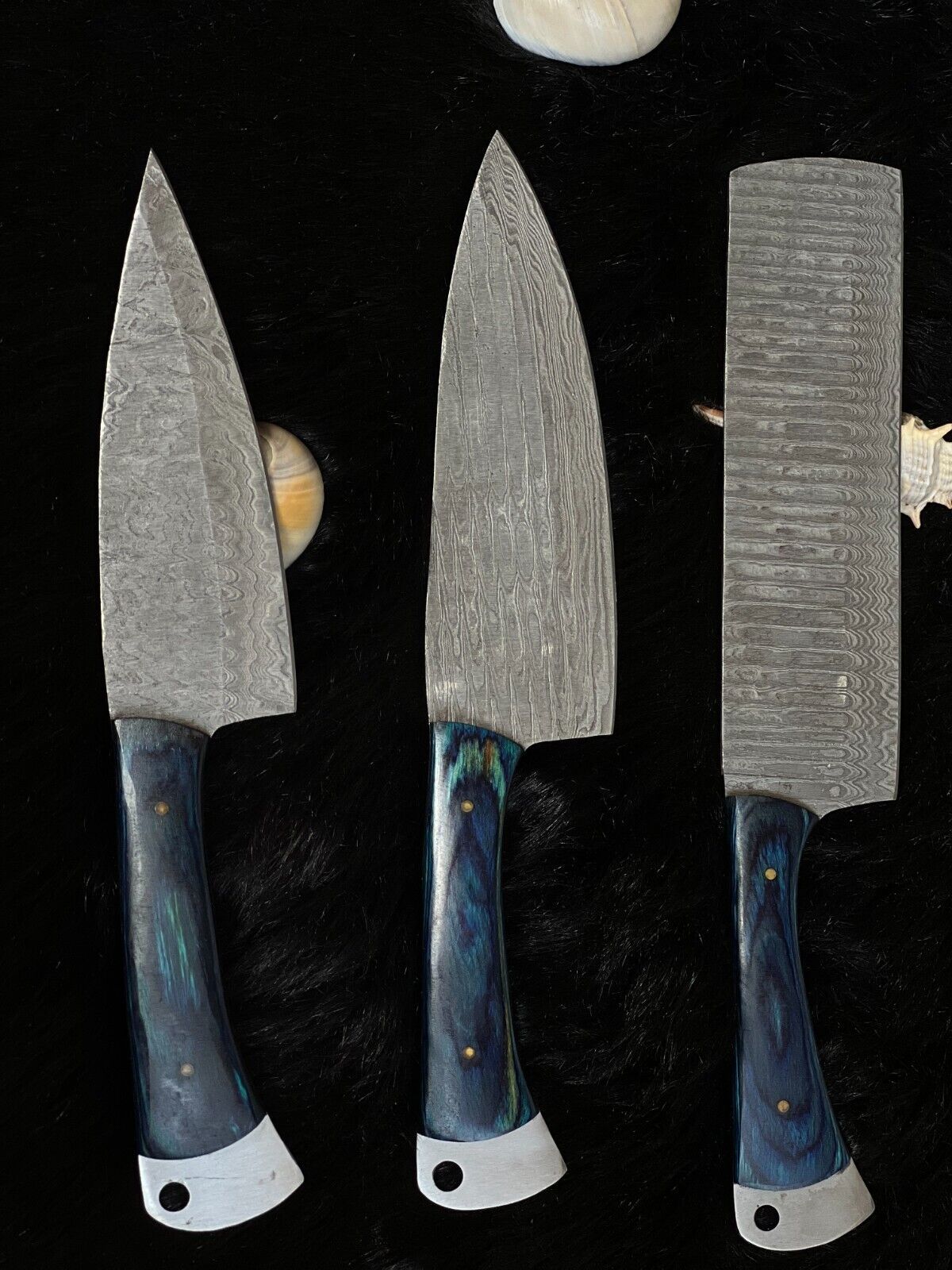Handmade Damascus Steel Professional Chef Knife Set – Camel Bone & Wood Handle