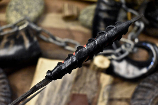 Clever Chopper Axe Knife Twist Damascus with Leather Wrapped Wootz Handle and Leather Sheath