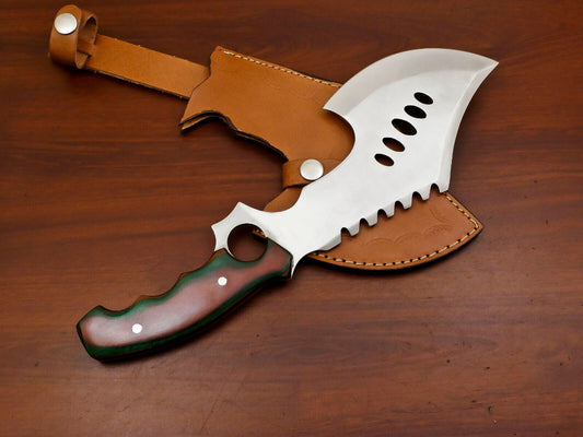 Handmade Full Tang Chopper Bowie Knife | D2 Steel Blade & Custom Pakka Wood Handle